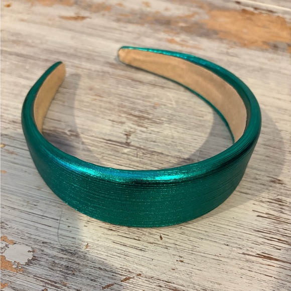 NWOT ANTHROPOLOGIE Green Metallic Puffy Headband - Picture 2 of 3